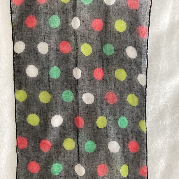Black sheer colourful polka dot scarf - Picture 8 of 17
